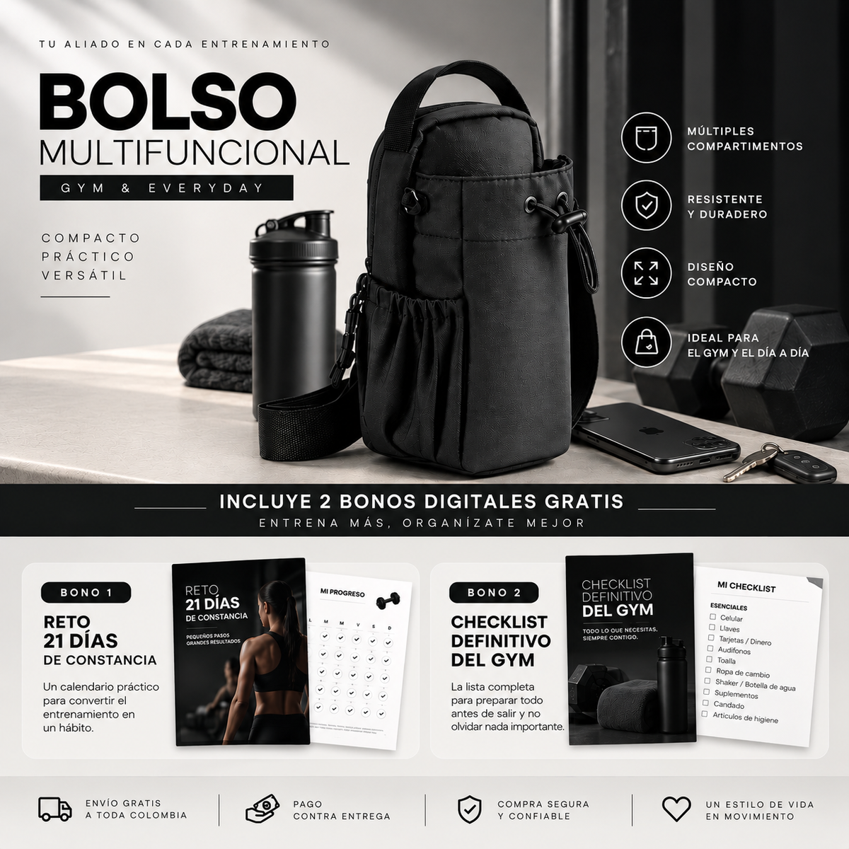 BOLSO CON IMAN MULTIFUNCIONAL GYM